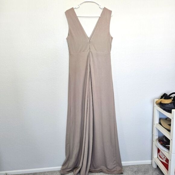NWT Birdy Grey | Shamin Long Dress With Leg Slit In Taupe, Womens XL - Picture 8 of 10